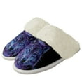 thumbnail image 1 of Chririnla Purple Wolf Print Cotton Slippers with Fur Edges Warm House Shoes for Women Winter Home Slippers with Anti-Skid Sole, 1 of 7