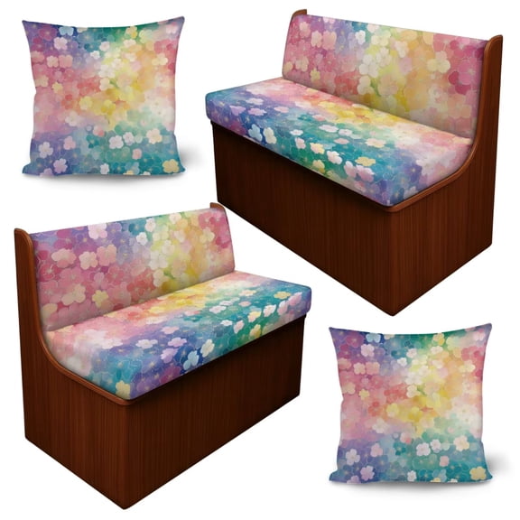 Chririnla Rainbow Gradient Floral Rv Household Sofa Slipcovers Dinette Booth Complete Cushion Set with Pillowcase Simple Style Covers Fit for Short Trip Camping Car