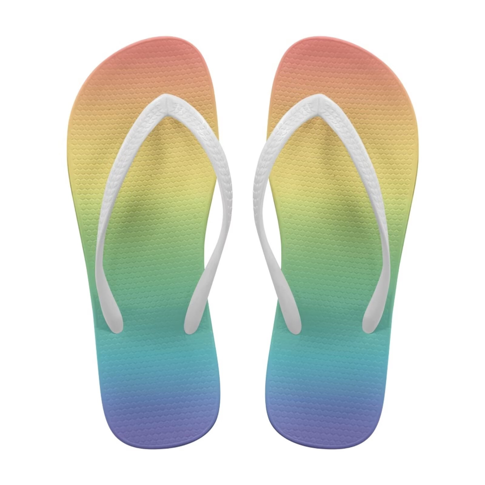 Chririnla Rainbow Print Flip Flops for Women Comfortable Casual Beach ...