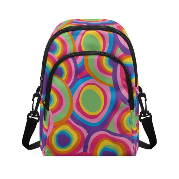 Chririnla Rainbow Swirls Small Crossbody Wallet for Shopping Travel, Water Resistant Fabric Crossbody Bag Polyester Adjustable Strap Women's Crossbody Bag