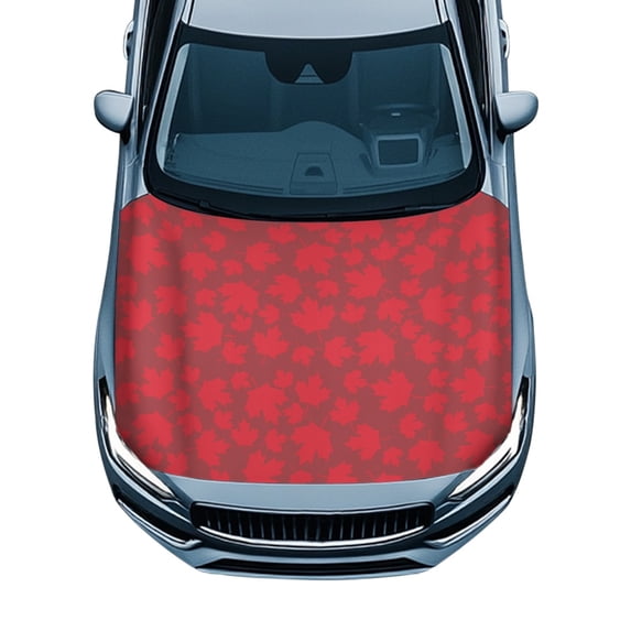 Chririnla Red Maple Leaf Car Hood Cover - Waterproof UV Resistant Protector | Stretchable Universal Fit for Sedans, Trucks & SUVs - All Season Auto Exterior Decor