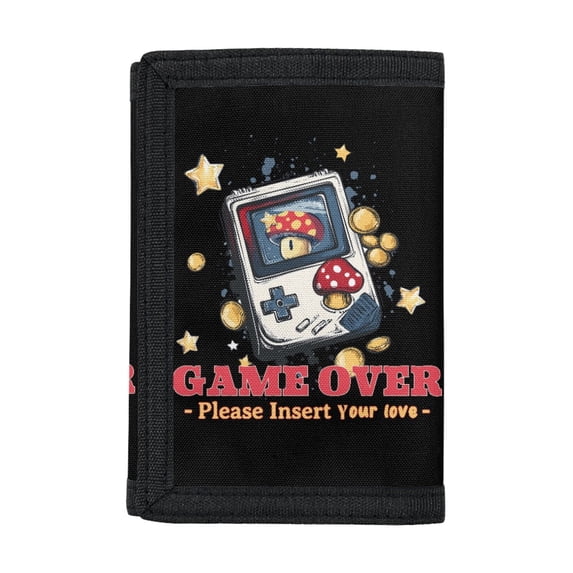 Chririnla Retro Game Trifold Pouch, Elastic Polyester Youth Wallet for Outdoor Sports, Slim Lightweight Children's Coin Wallet
