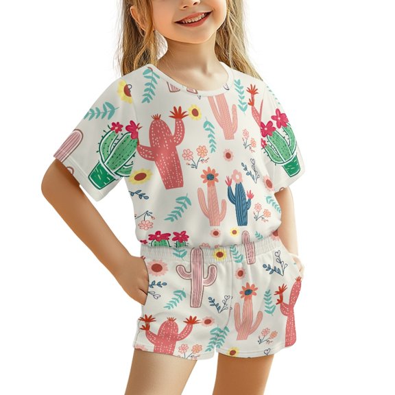 Chririnla Rigorous Stitching Short Fiber Jersey Kids Outfit Soft Comfortable 3-16 Years Summer Short Sets Two Piece Set