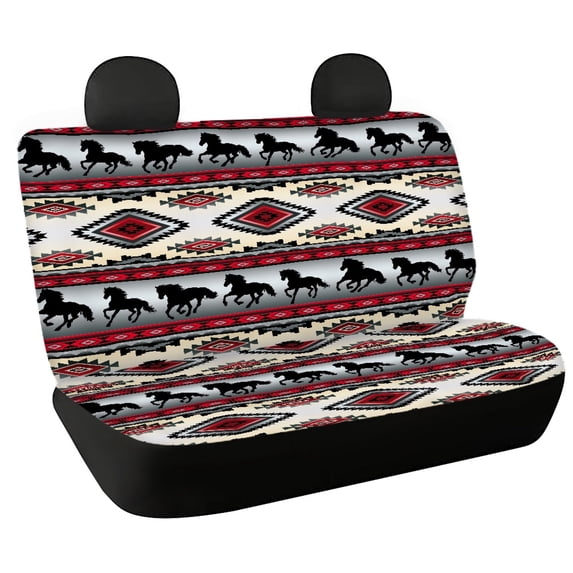 Chririnla Running Horse Silhouettes Vehicle Cushion Protection Covers for Sedan, Set of 2 Durable Rear Bench Seat Cover Stretchy Non-Slip Rear Bench Seat Covers