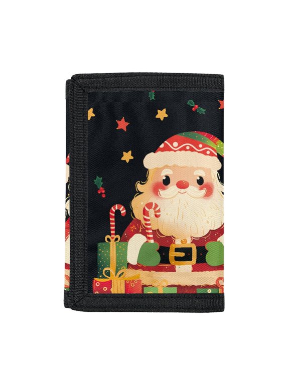 Santa Claus Christmas Pattern Children's Wallet for Sports, Elastic Polyester Toddler Wallet with Lightweight Portable Boys Wallet