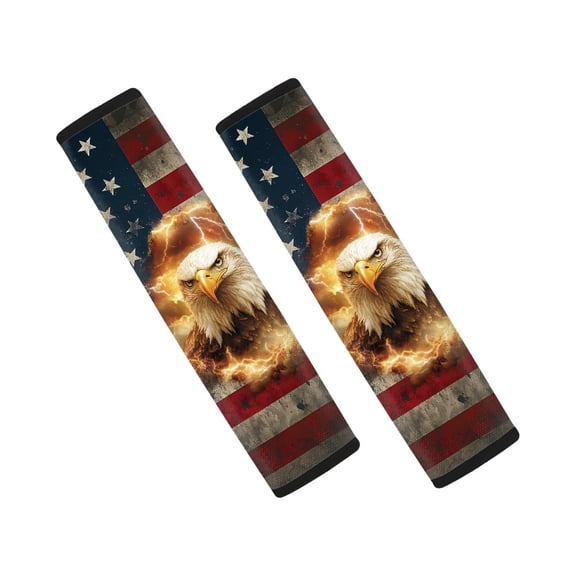 Chririnla Seat Belt Covers Quick Magic Tape Polyester, Compatible with, Suitable for Cars, Eagle Pride