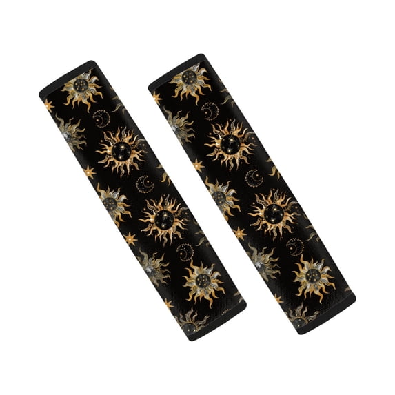 Chririnla Seat Belt Pad Waterproof Polyester Fabric, Compatible with, Suitable for Car, Black Gold Astrology Theme