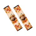 thumbnail image 1 of Chririnla Seat Belt Shoulder Pad Comfortable Car Seat Belt Pads Polyester Quick Install, Suitable for SUV Van, Highland Cattle Flowers, 1 of 7