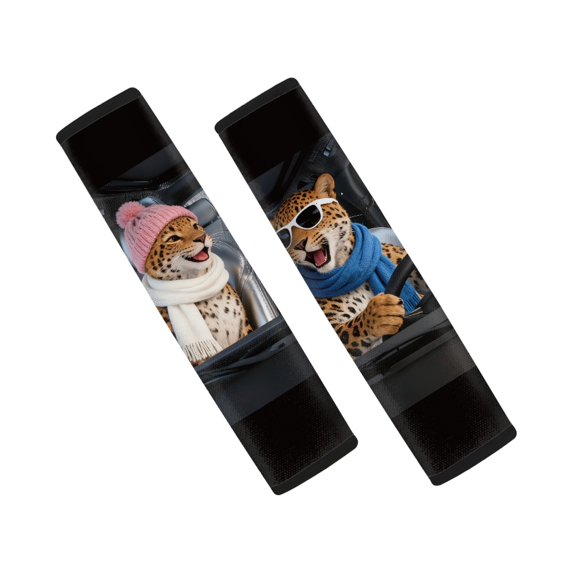 Chririnla Seatbelt Covers Soft Car Seat Belt Pads Polyester Wear Resistant, Suitable for Van SUV, Leopard Winter Print