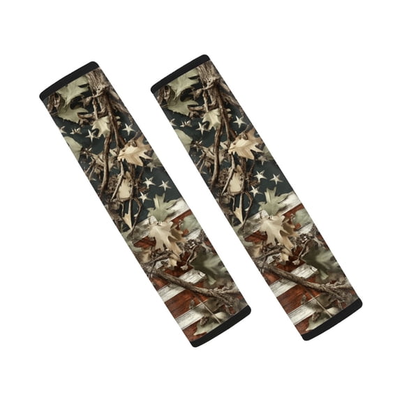 Chririnla Seatbelt Cushion Accessories Waterproof Comfort Seatbelt Cover, Soft Comfortable Compatible with SUV Car Sedan,Camouflage American Flag
