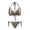 thumbnail image 1 of Chririnla Sexy Snake Skin Print Halter Neck Two Piece Bikini Set - Tie Side Triangle Swimsuit for Beach Vacation & Pool Party, Quick Dry & Figure Hugging, 1 of 9