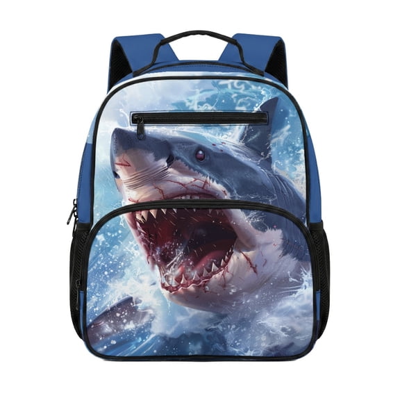 Chririnla Shark Attack Print Preschool Backpack Polyester Material Easy Clean Two Mesh Side Bags Kid Universal Daily Backpack for Girls