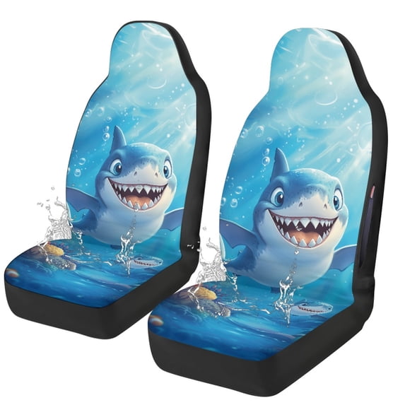 Chririnla Shark Car Seat Covers for Auto, Waterproof Seat Cushion Protector Set Elastic Polyester Fabric Car Front Seat Protector