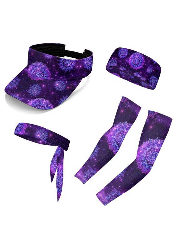 Shining Mandala Visor Cap for Mens Womens Sport Sun Visor Hat Sport Headband Arm Sleeves Keep Cool in Summer