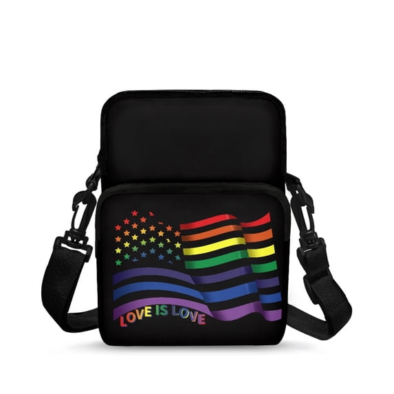 Chririnla Shoulder Bag Pride Flag Print 2 Layer Crossbody Purse for Travel, Elastic Polyester Leakproof Crossbody Bag