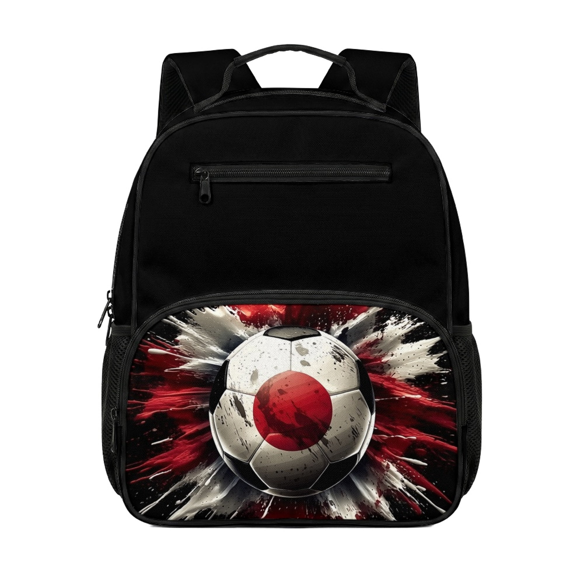 Chririnla Side Mesh Pockets Preschool Backpack for Kindergarten Travel, Japan Flag Soccer Ball Lightweight Preschool Kids Polyester School Backpack 13.5 Inch