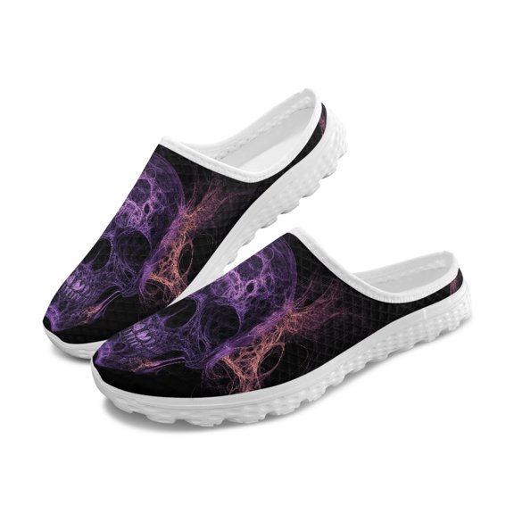 Chririnla Skull Design Mesh Clogs for Summer Mesh, EVA Anti-Slip Anti-Skid Sole Mesh Slip On Clogs