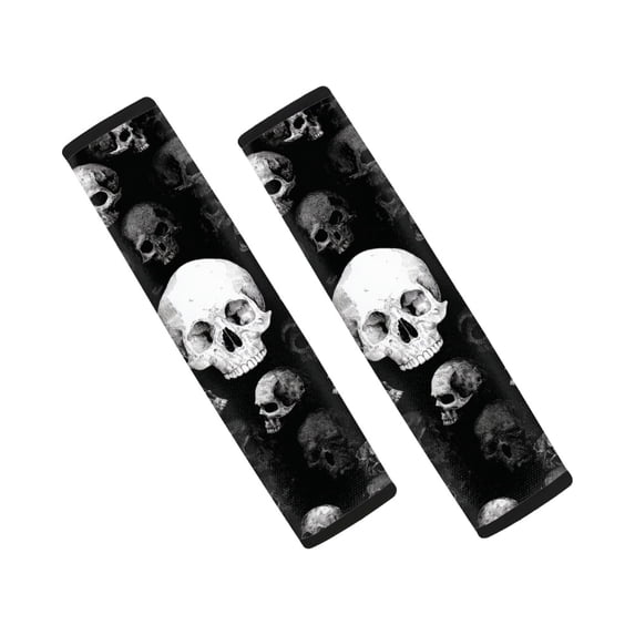 Chririnla Skull Pattern Car Seat Belt Cover 2 Pack Car Seat Belt Pads Waterproof Soft Suitable for Sedan Vehicle