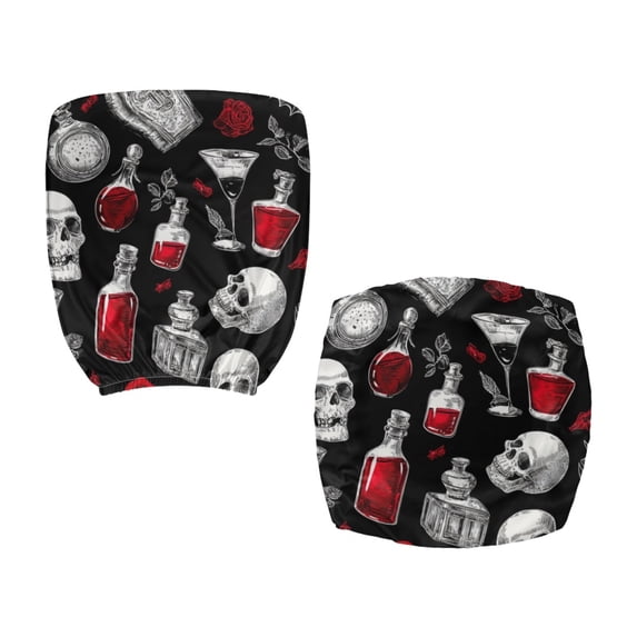 Chririnla Skull Red Bottle Print Office Computer Chair Covers Removable Split Stretchable Seat Cover for Friends, Anti-Slip Anti-Dust Desk Chair Cover for Gaming Chairs