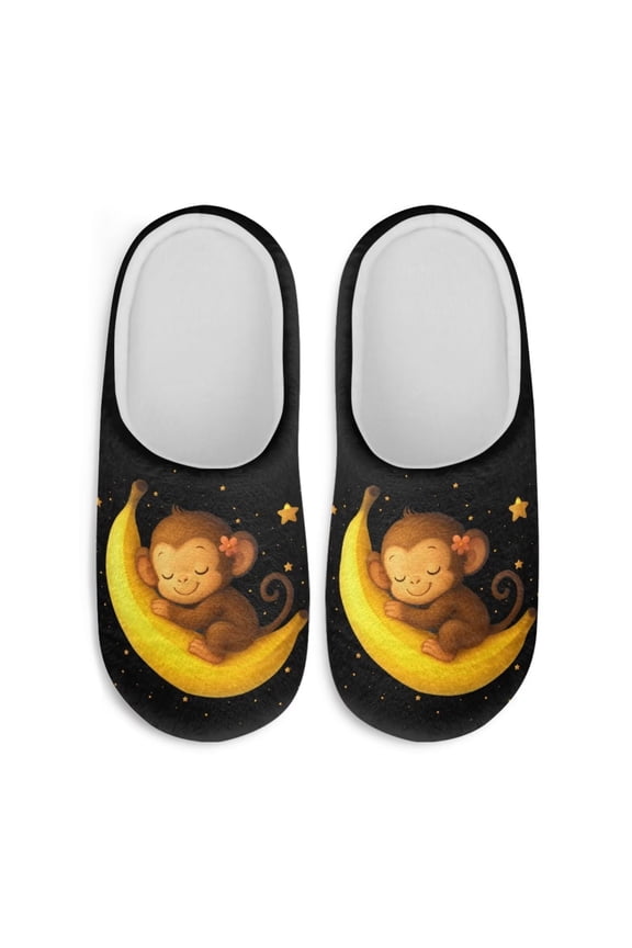 Sleep Monkey Banana Slippers Soft Plush Fuzzy Comfy Non Slip Indoor Outdoor House Shoes Warm Cozy Memory Foam Sole Lightweight For Women Men