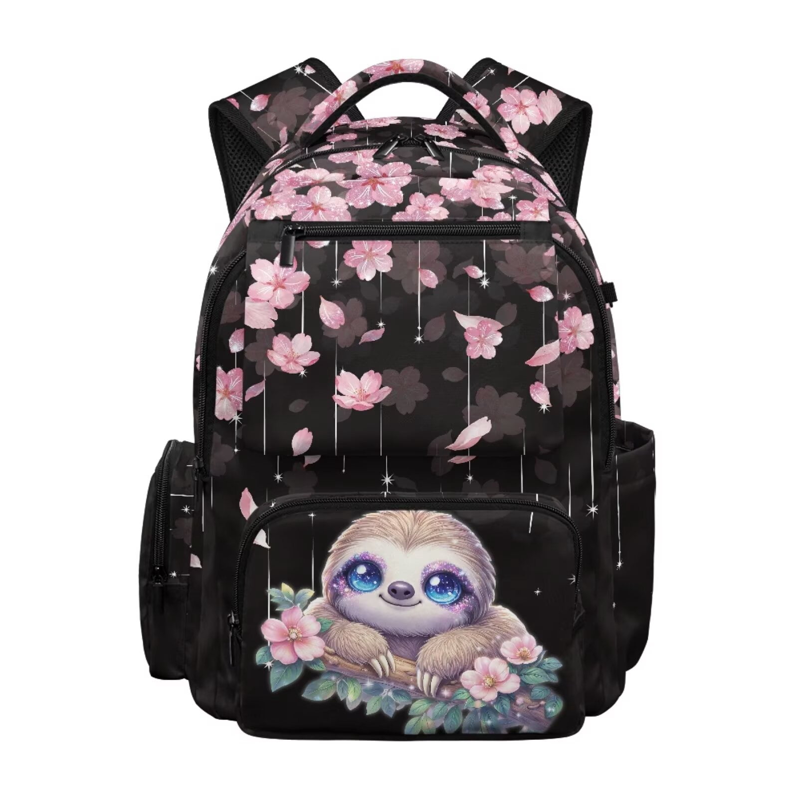 Sloth Preppy Backpack Chririnla Sloth Cherry Blossom Print Kids School Backpack Lightweight ...
