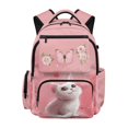 thumbnail image 1 of Chririnla Smooth Zippers School Backpack for Scuola Travel, 600D Polyester Adjustable Padded Straps Daypack, Cat Butterfly Rose Print, 1 of 9
