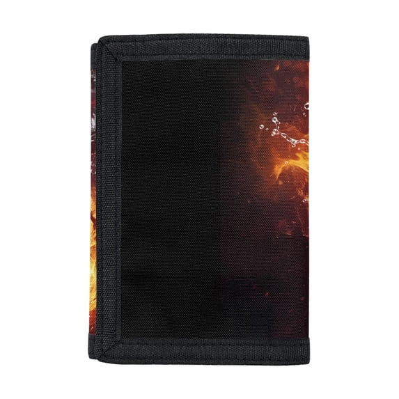 Chririnla Soccer Ball Flames Children's Wallet for Sports, Polyester Trifold Card Wallet with Lightweight Portable Kids Trifold Wallet