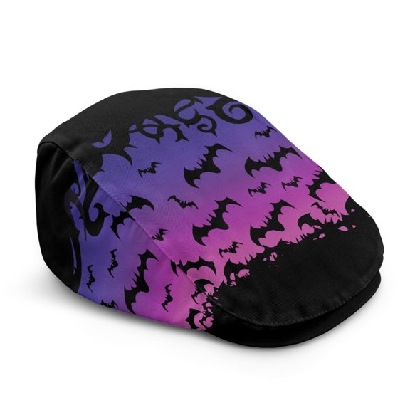 Chririnla Soft Forward Newsboy Cap, Bat Pattern Polyester Windproof Retro Flat Cap for Summer Golf Walking