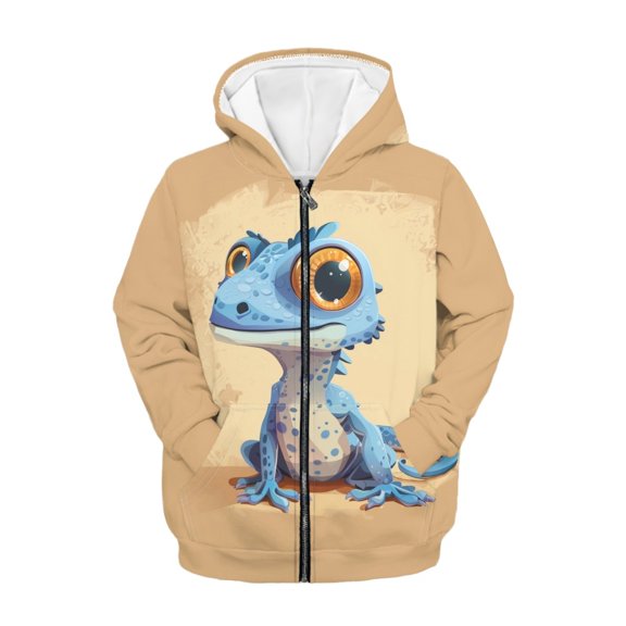 Chririnla Soft Zip Up Hooded Sweatshirt for Sports Spring, Cute Cartoon Lizard Lightweight Zip up Hoodie Polyester Zip up Hoodies