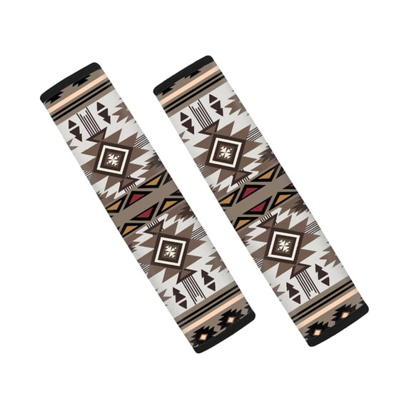 Chririnla Southwest Geometric Car Seat Belt Pads 2 Pack, Seatbelt Cushion Polyester Non-Slip Magic Tape for Truck Vehicle Van