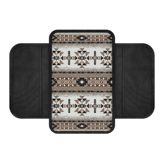 Chririnla Southwestern Geometric Pattern Car Armrest Cover Anti-Slip Car Center Console Cover for Auto Interior, Elastic Bands Automobile Armrest Covers Truck