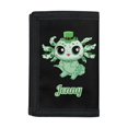 thumbnail image 1 of Chririnla St Patrick's Trifold Card Wallet Featuring Clover Axolotl, Polyester Lightweight Wallet for Little Boys School and Outdoor Activities, 1 of 7