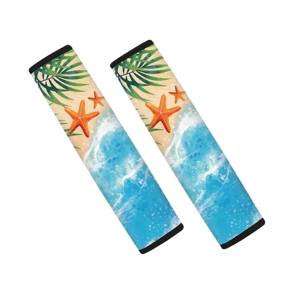 Chririnla Starfish Car Seat Belt Pads 2 Pack, Car Seat Belt Cover Pad Polyester Breathable Waterproof for Sedans Truck SUV