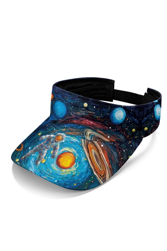 Starry Sky Graffiti Design Comfortable Open Top Visors, Polyester Fabric Empty Top Design Sun Visor Hat Adjustable Sports Sun Visor Hat for Women