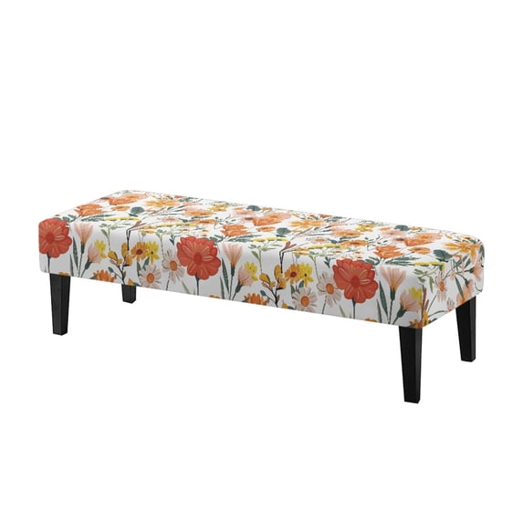 Chririnla Stretch Bench Covers, Wildflower Floral Print Polyester Spandex Fabric Wear Resistant Bench Slipcover for Home Living Room