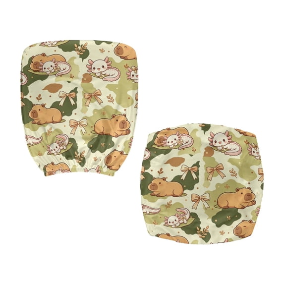 Chririnla Stretch Office Chair Cover with Capybara Axolotl, 2 Pcs Removable Polyester Slipcovers for Armchair and Boss Chair