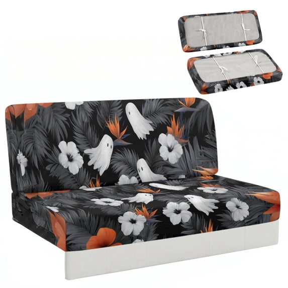 Chririnla Stretch RV Jackknife Sofa Couch Covers Suitable for Camper Motorhome RV Folding Sofa Bed Cover Fit for Camper RV Sofa, Tropical Ghost Halloween Print