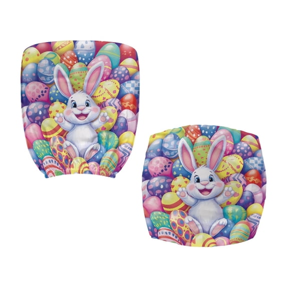 Chririnla Stretchable Computer Office Chair Cover for Gaming Chair, 2 Piece Office Chair Covers Polyester Fabric Office Chair Slipcover Rabbit Easter Egg Pattern