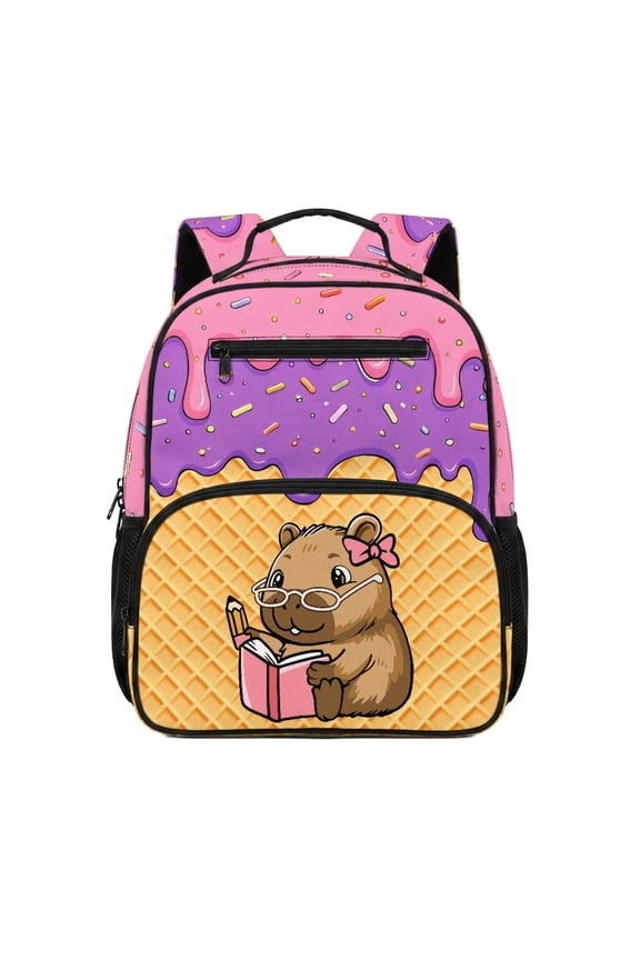 Sturdy Preschool Bookbag for Travel Outdoor, Polyester Durable Preschool Kids Polyester School Bag, Capybara Math School Pattern