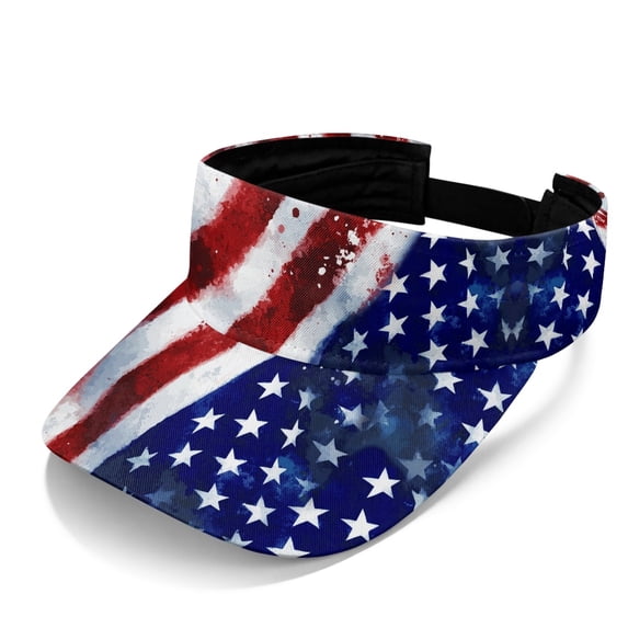 Chririnla Sun Visor Cap With Patriotic American Flag, Sun Protection Hat for Summer Outdoor Sports and Travel