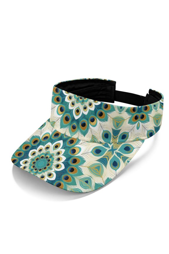 Sun Visor Cap With Peacock Feather Pattern, Sports Visor Hat for Outdoor Summer Activities and Golf