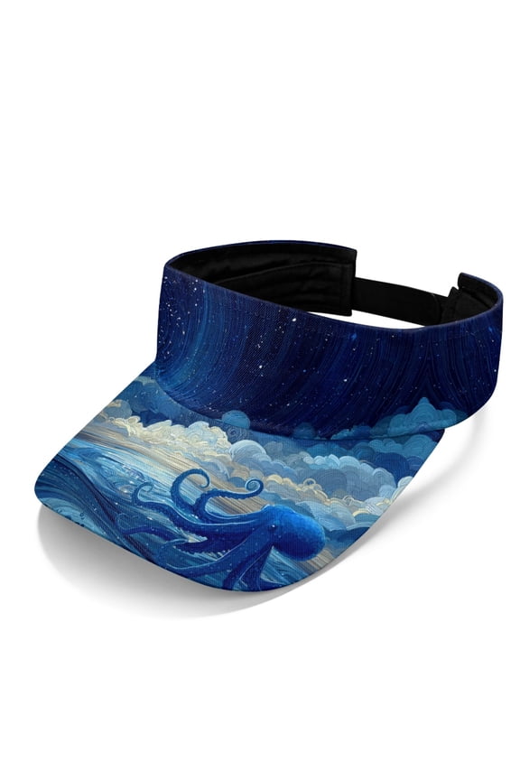Sun Visor Cap with Blue Octopus Ocean Art, Golf Visor Hat for Summer Outdoor Sports and Daily Activities