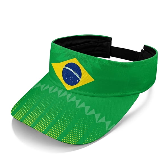 Chririnla Sun Visor Cap with Brazil Flag Print, UV Protection Hat for Outdoor Sports and Summer Activities