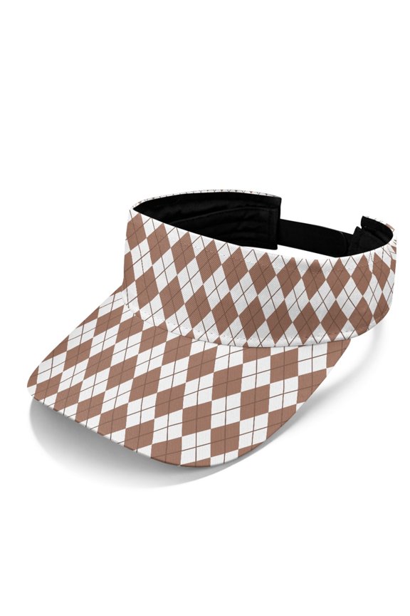 Sun Visor Cap with Brown Argyle Pattern, UV Protection Hat for Summer Outdoor Sports and Golf