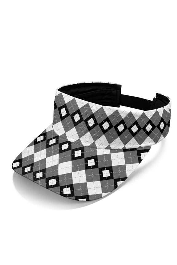 Sun Visor Cap with Monochrome Argyle, Sports Visor Hat with UV Protection for Outdoor Summer Activities