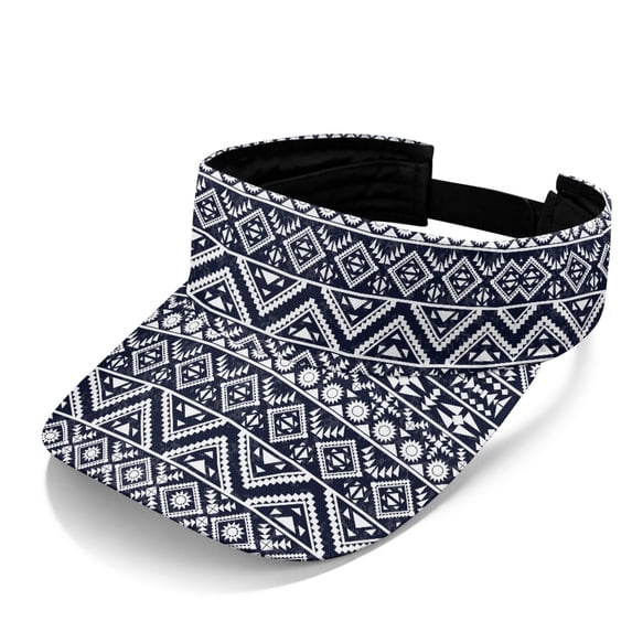 Chririnla Sun Visor Cap with Navy Geometric Pattern, Golf Visor Hat for Outdoor Summer Activities and UV Protection