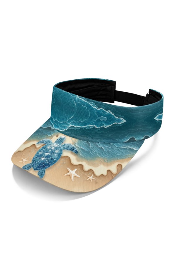 Sun Visor Cap with Sea Turtle Beach Design, UV Protection Hat for Summer Outdoor Sports and Golf Activities