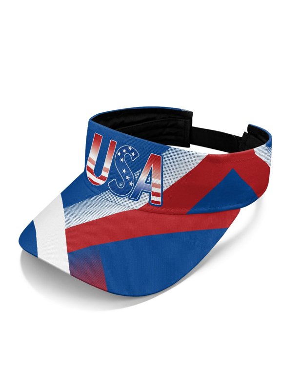 Sun Visor Cap with USA Patriotic Print, UV Protection Hat for Outdoor Sports and Summer Activities