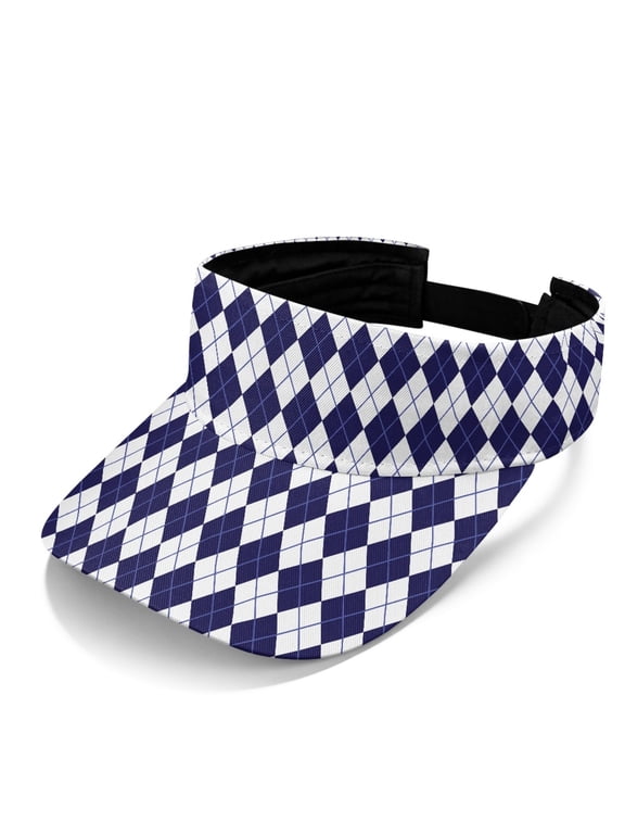Sun Visor Hat with Navy Argyle Pattern, Golf Visor Hat for Summer Outdoor Sports and Daily Activities