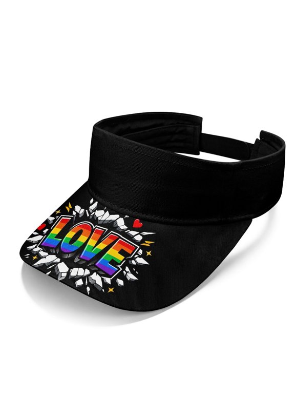 Sun Visor Hat with Rainbow Love Design, Sun Protection Hat for Summer Outdoor Sports and Casual Activities